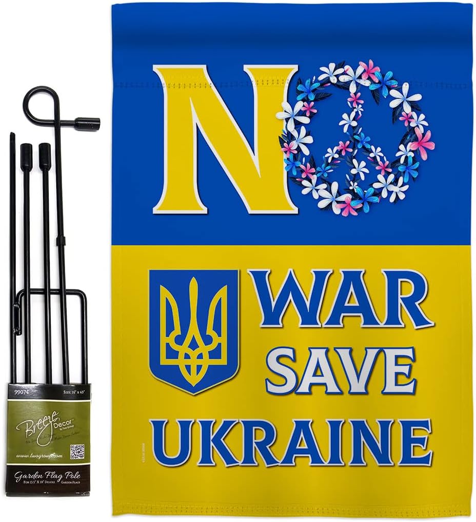 No War, Save Ukraine Burlap Garden Flag Support Cause BLM Anti Racism Justice Revolution Movement Equality Social Small Decorative Gift Yard House Banner Double-Sided Made In USA 13 X 18.5