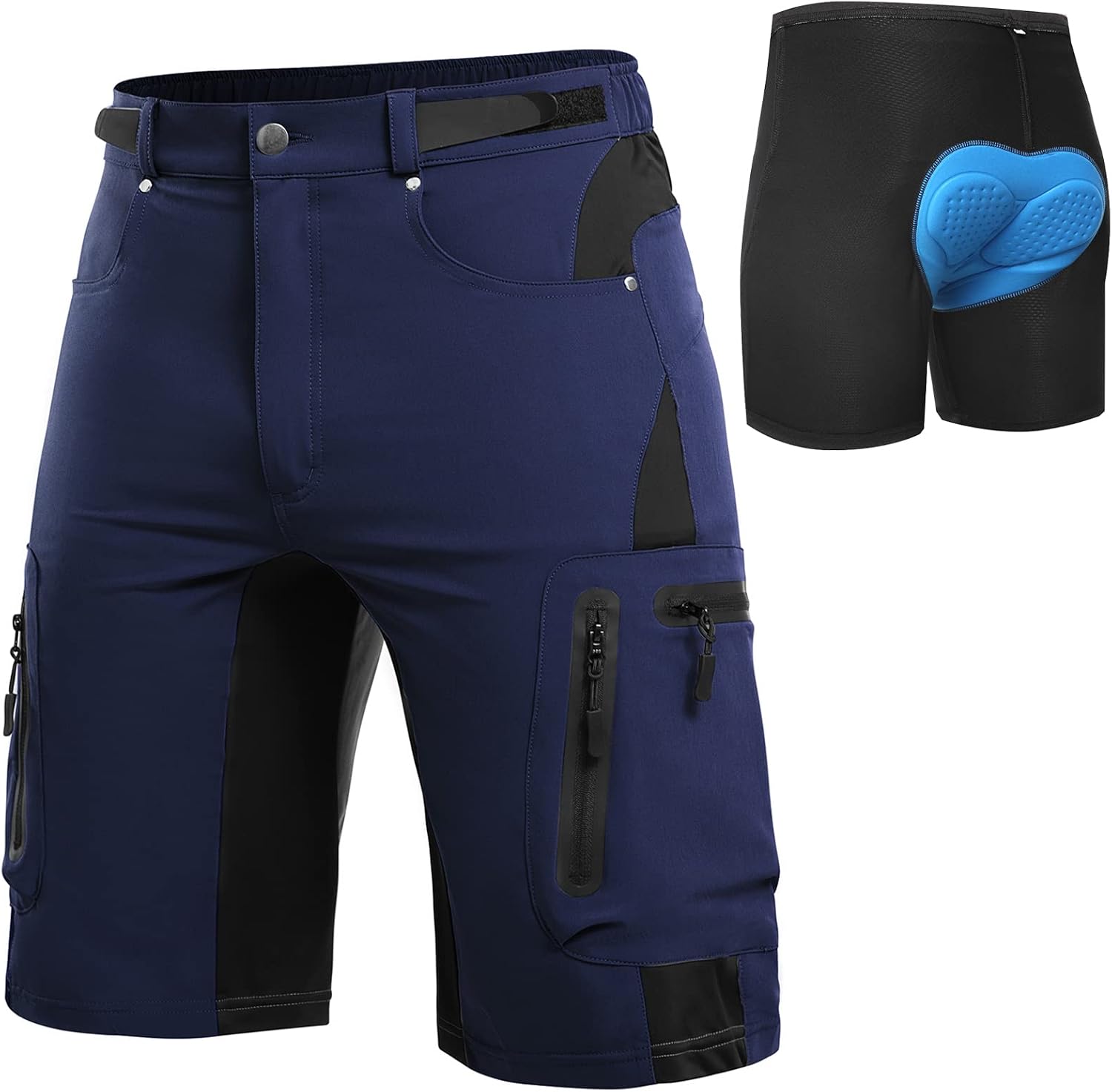 Cycorld MTB Mens Cycling Shorts Quick-Drying Mountain Bike Trousers with 4D Seat Padding Elastic Outdoor Sports Mens Cycling Shorts MTB Bike Shorts 4-way stretch quick-drying breathable elastic waistband 6 pockets outdoor mountain bike cycling