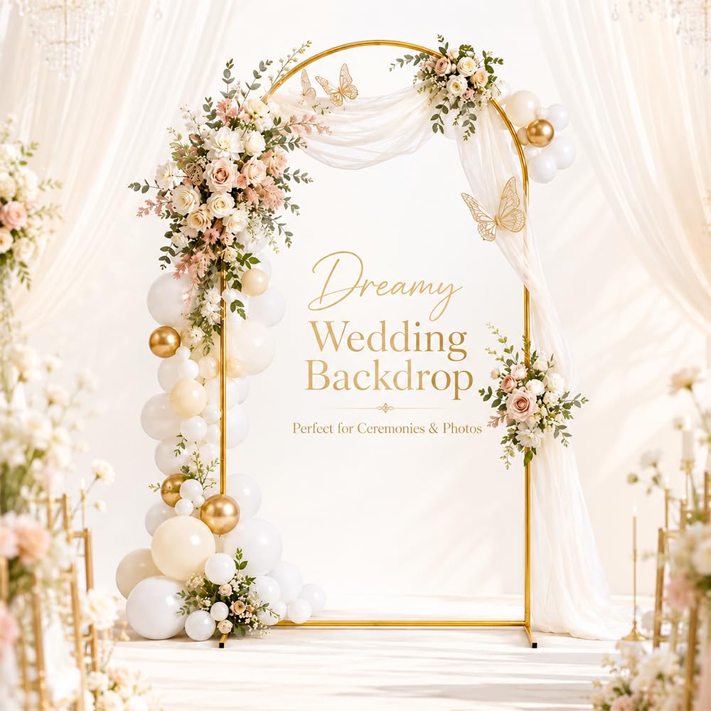 Hochzeitsbogen Gestell, 1.2 x 2.2 M Hochzeitsbogen Hintergrund Ständer, Metallbogen, Traubogen Hochzeit, Ballonbogen Gestell, Deko Bogen für Hochzeit, Geburtstag, Party Dekoration