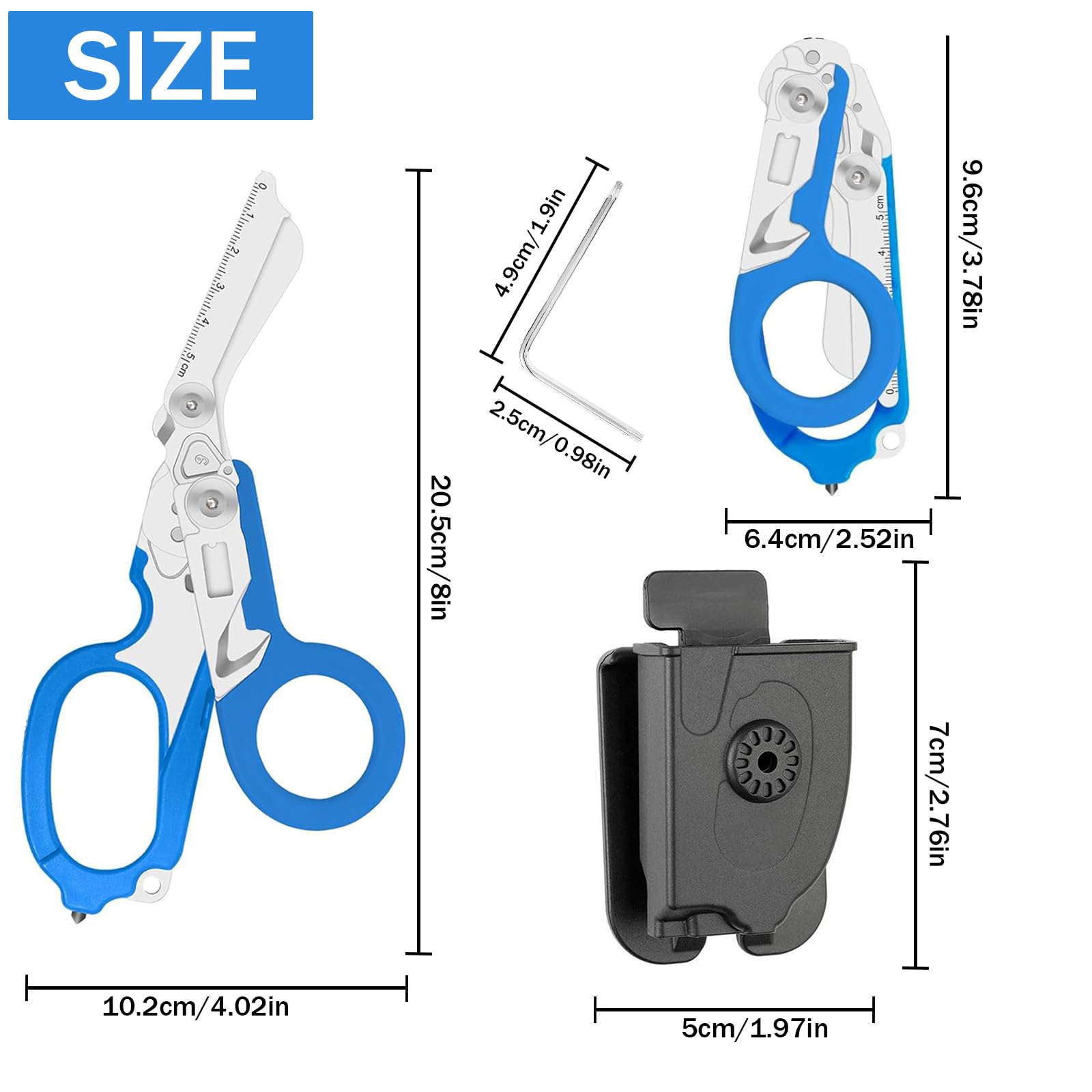 Forbici Trauma Pieghevoli Multi-Funzione 6 in 1 con Fondina per Soccorso
