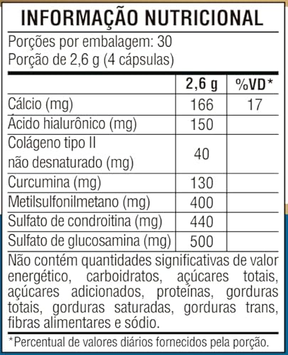 Fórmula Premium 7 Ativos Concentrados Glucosamina, MSM, Condroitina, Curcumina, Colágeno Tipo II, Ác