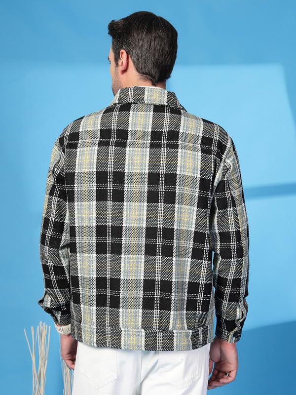 Image of CHKOKKO Men's Tweed Winter Shacket Stylish Flannel Plaid Standard Length Jacket Shirt