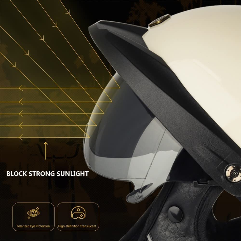 Halbhelme Motorradhelm, Halbschalenhelm Mit ECE Genehmigt Brain-Cap Halbschale Roller-Helm mit Visier Scooter-Helm Chopper Helm Moped Helm Retro für Erwachsene Herren Damen (Color : 4, Size : 65~66C