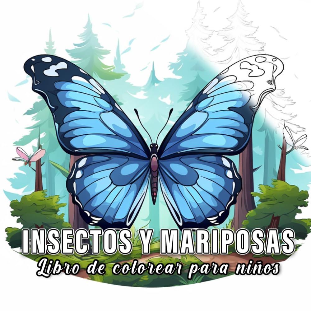 Insectos y Mariposas: Libro de colorear para niños con 60 bocetos de insectos y mariposas. (Pequeña Naturaleza)