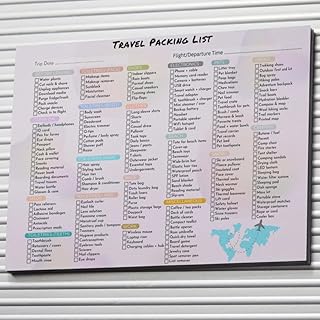 Travel Packing List – Reusable Vacation & Road Trip Essentials Checklist – Comprehensive Packing List for Travel, Camping, Hiking, Snow Trips & Plane Trips – High Gloss Dry Erase