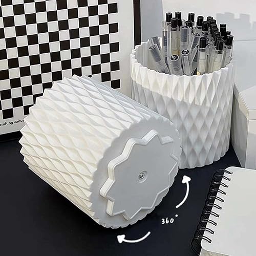 Miniatura 4 de OWLFAVO Organizador de escritorio giratorio, soporte para bolígrafo giratorio, papelería, accesorios de lápices de 360 grados, bandeja de