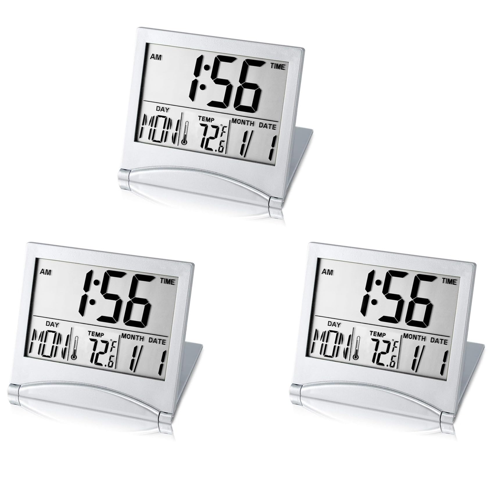 Hndhbfgrt 3X Digital Travel Alarm Clock Battery Operated Portable Large Number Display Clock with Temperature 12/24H Desk Clock