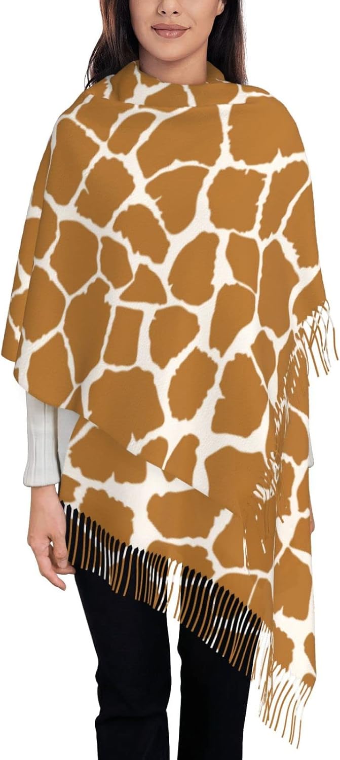 Giraffe Print Soft Blanket Scarf Long Warm Shawl Wraps Fringe Scarfs For Women - Image 3