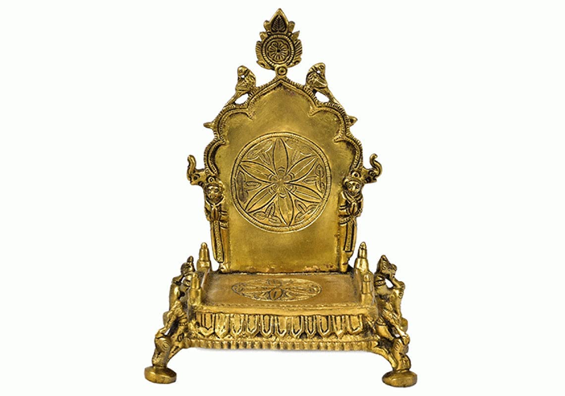 Dattatreya Brass Temple Chowki Golden Color for God Height 8 inches