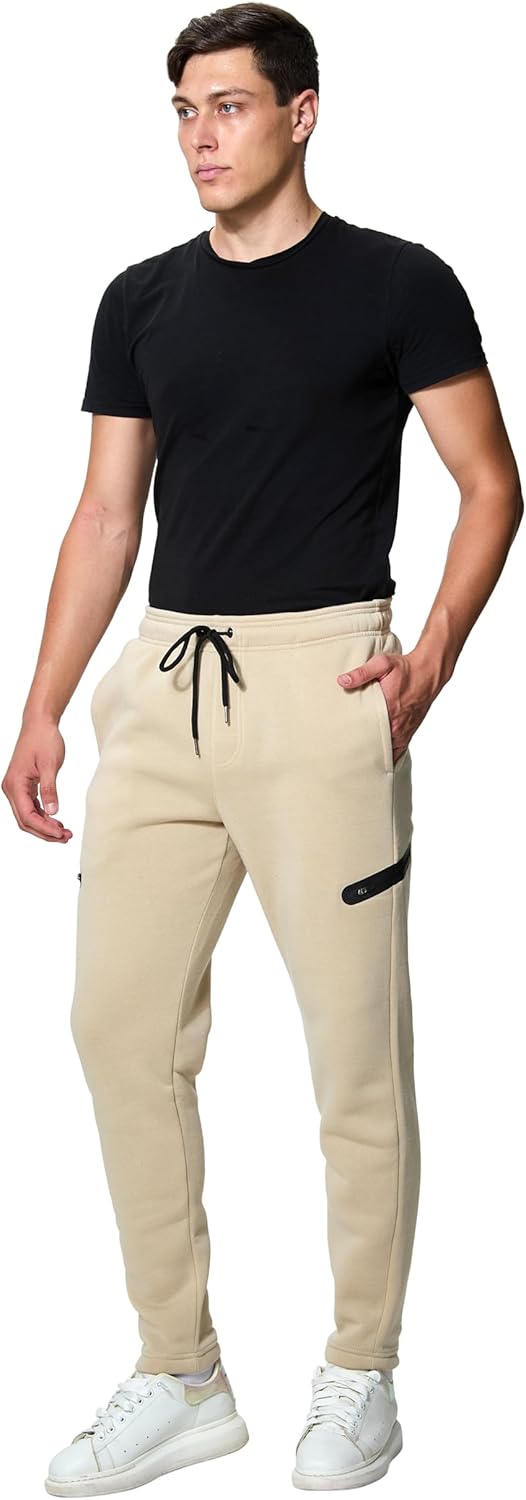 Mens Fleece Open Bottom Jogger Workout Athletic Sweatpants with Drawstring and Zipper Pockets - Image 6
