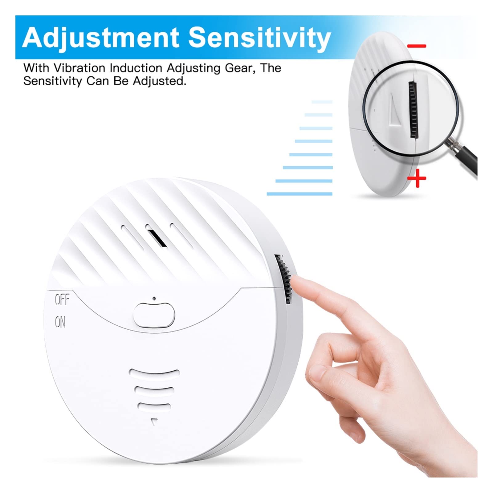 Kit Alarma Casa, Tuya Wifi Sensor de vibración Alarma Puerta del detector de vibración inalámbrica Suena for la seguridad del hogar Anti antihobt System(Ivory)