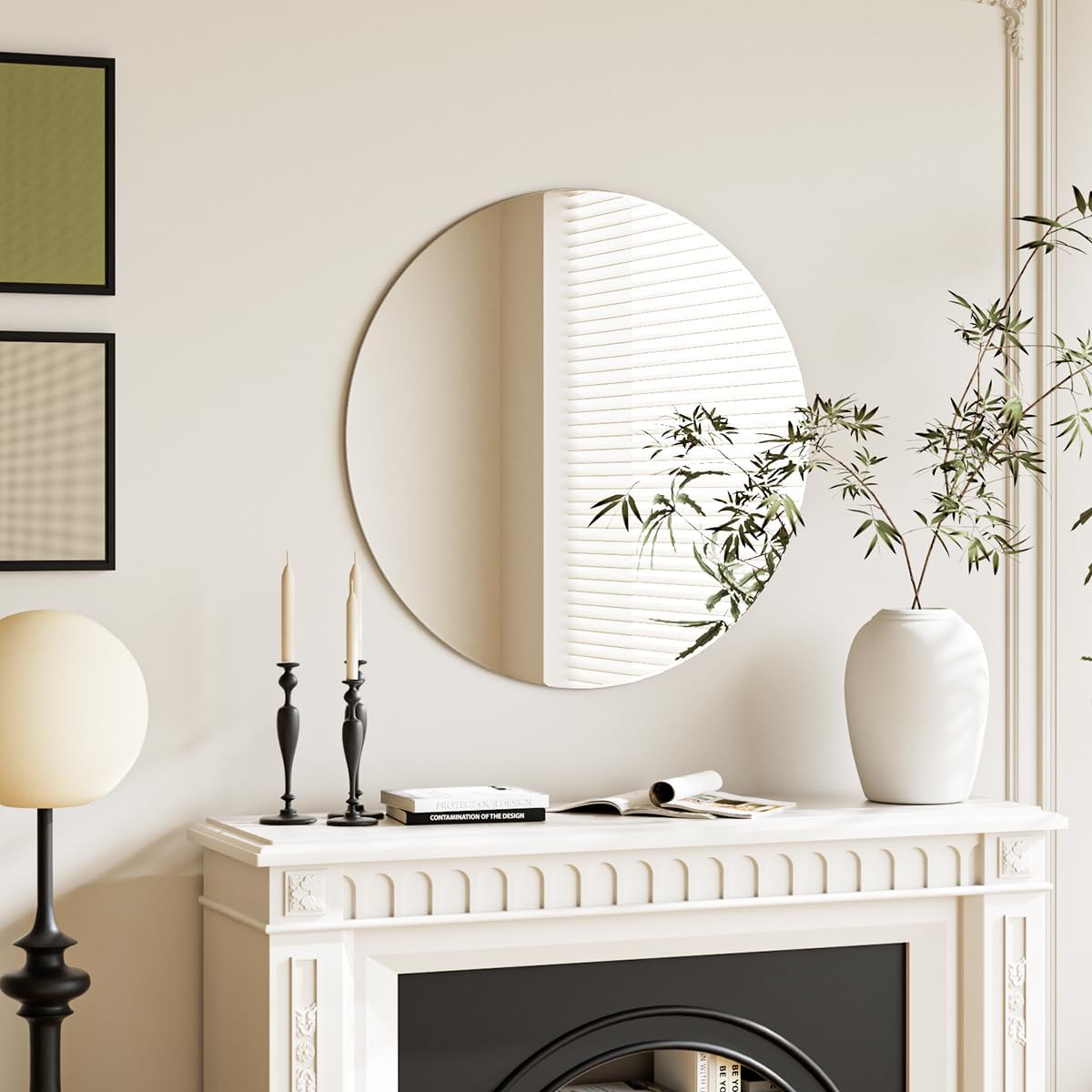 Round Frameless Mirror, 20 inch Circle Mirror, Polished Frameless Lightweight Round Bathroom Vanity Hanging Mirrors, Circle Wall Mirror Suitable for Entryway, Living Room 20"x20"