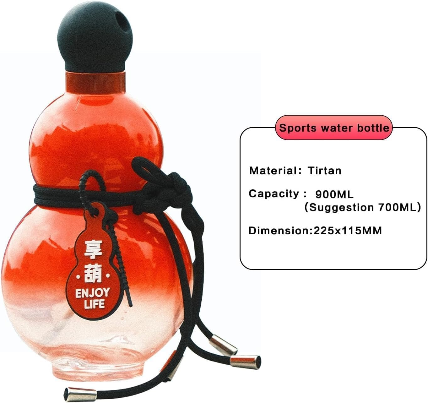 Gourd Wasserflasche, tragbare Wasserflasche, Kürbisflasche, einzigartige Reise-Wasserflasche für Fitnessstudio, chinesisches Retro-inspiriert, große Kapazität, einzigartige Geschenke für Gamer