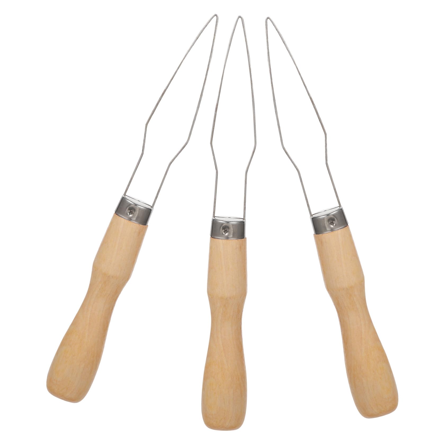Acier Inoxydable Crochet à Bouton Lot de 3 Bois, à Manche