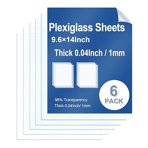 Miniatura 8 de Paquete de 6 hojas de plexiglás transparentes de 8 x 10 x 0.04 pulgadas, láminas finas de plexiglás PET para proyectos de manualidades, láminas de