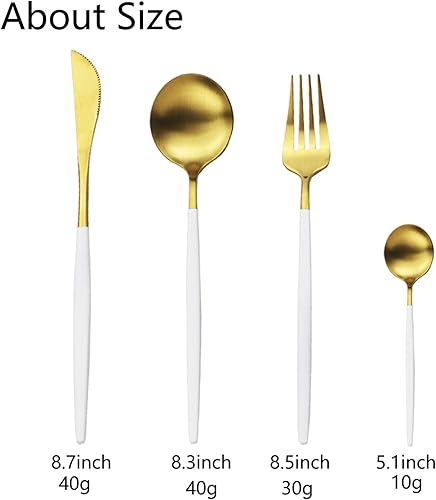 Miniatura 3 de JASHII Juego de cubiertos de acero inoxidable de 24 piezas, juego de utensilios de cocina para 6, juego de cubiertos para el hogar, apto para