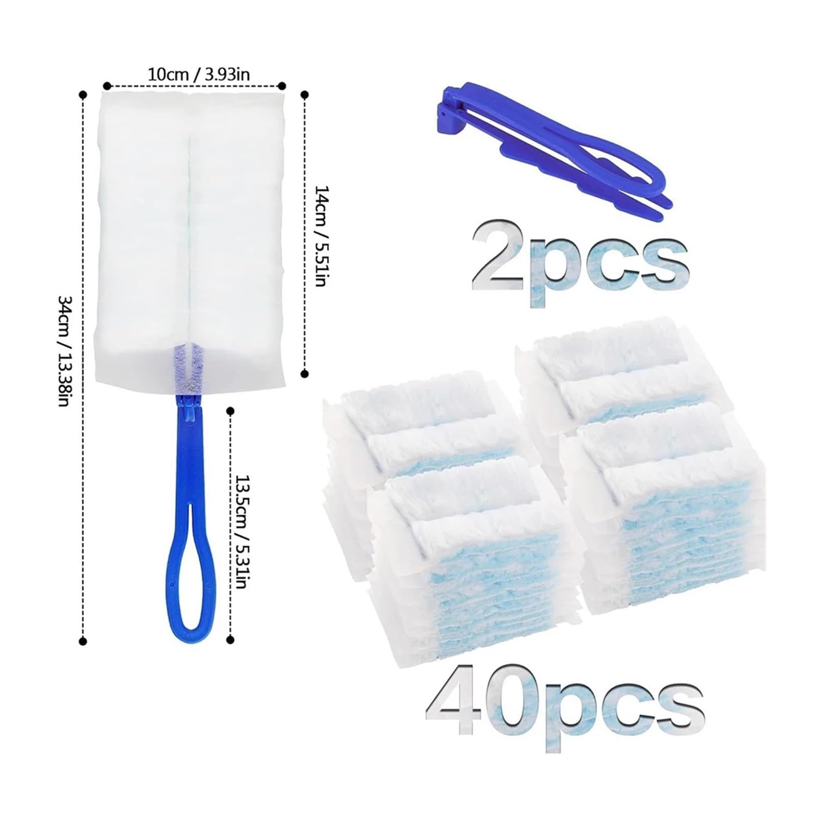 Kit de recargas Plumero electrostático, Microfibra for Quitar el Polvo, Muebles, persianas, Ventiladores Techo y Paredes, 40 Uds para Limpiar El Polvo