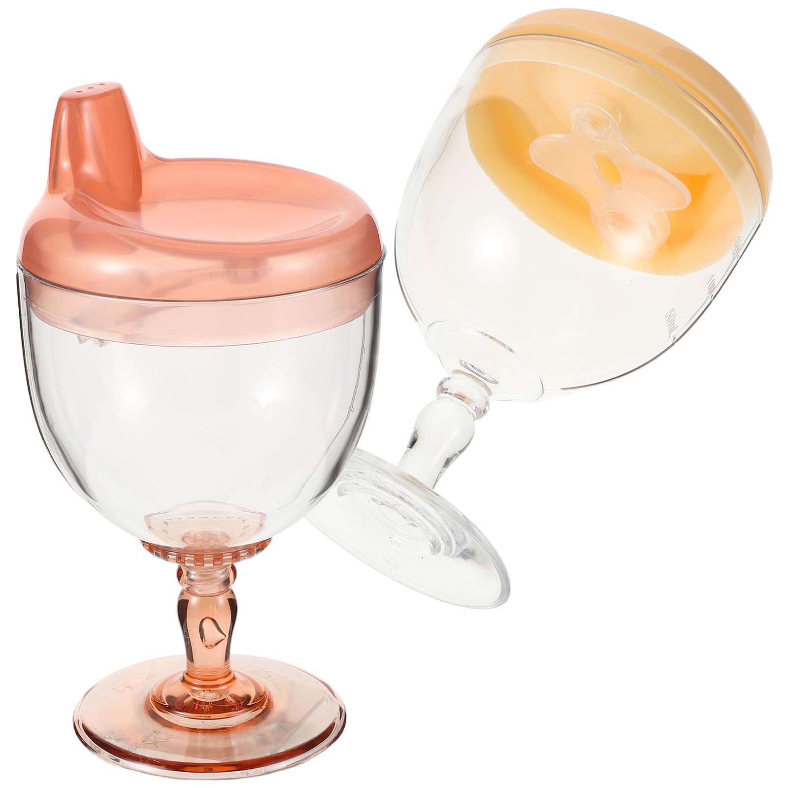 ifundom 2Pcs Baby Sippy Cup Goblet Plastik Weinglas Sippy Tasse Mit Deckelgetränk Becher Milchflaschen Für Geburtstagsfeier