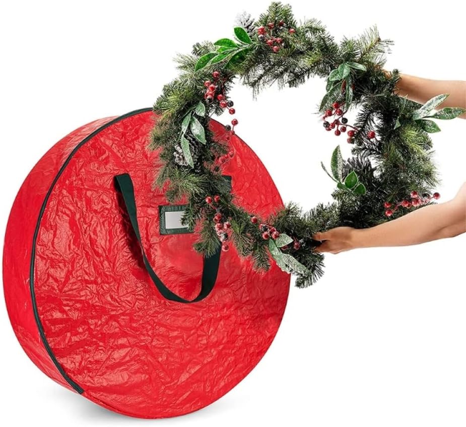 NOBRIM 3 Pack Premium Christmas Wreath Storage Bag 30in Dual Zip Storage Container Artificial Wreaths Holiday Xmas Bag