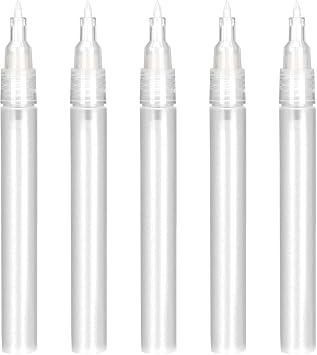 5 Pack Refillable Paint Markers 0.5mm Extra Fine Tips - Clear Empty Markers for Touch-up Paint,Permanent Acrylic, Watercolor, Glue, Ink for Furniture Restoration, Creative DIY Art, and Graffiti