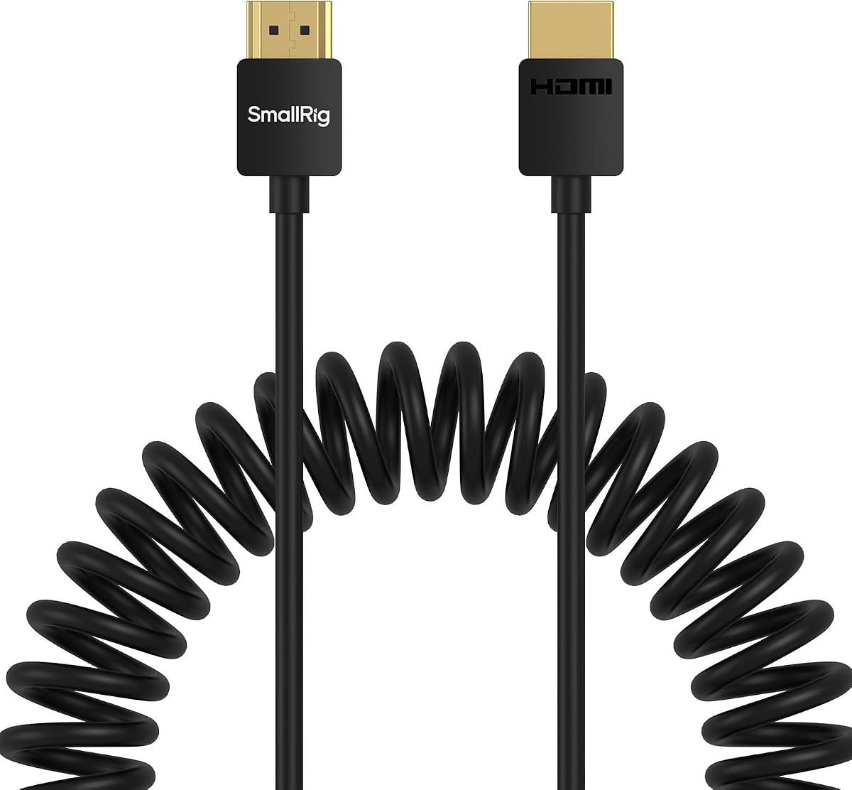 SMALLRIG Cable HDMI en espiral 2.0 (A a A), 4K@60Hz 18Gbps - 4963 | Alta velocidad compatible con 3D, TPU flexible y duradero, funciona para BMPCC 4K/6K/para Panasonic S1H/GH5/Monitor/Gimbal