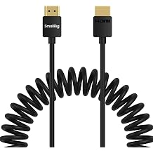 SMALLRIG Coiled HDMI Cable 2.0 A to A, 4K@60Hz 18Gbps, High Speed Supports 3D, Flexible Durable TPU Camera Cable for BMPCC 4K/6K, for Panasonic S1H/GH5, etc., for Monitor, Gimbal - 4963