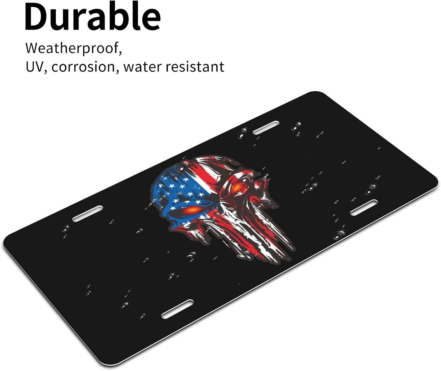 [Decorative] American Flag Skull Patriotic Car Front Plate, Novelty Vanity Tag, Metal Auto Decor Plate for Cars, Trucks, SUVs - 6x12 Inch (Not for Official Use) image 4