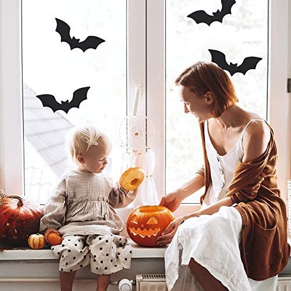 Stickerscape Halloween window stickers (Large bats - 3 sheets) | Halloween window decorations | Reusable and cleanly removable | Made in the UK