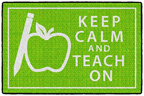 Flagship Carpets - Keep Calm & Teach On Area Rug for Kid's Classroom, Children's Daycare, Home School and Teacher's Room Carpet, 2' x 3', Green