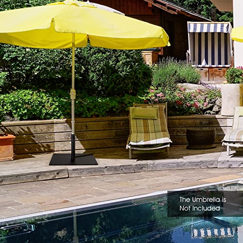 Tangkula 42 LBS Patio Umbrella Base, 25 Inches Heavy Duty Square Market Umbrella Base Stand W/4 Non-Slip Pads, 1.6”/1.9” Adapters, Tightening Knob, Outdoor Umbrella Stand for Patio, Poolside (Black)