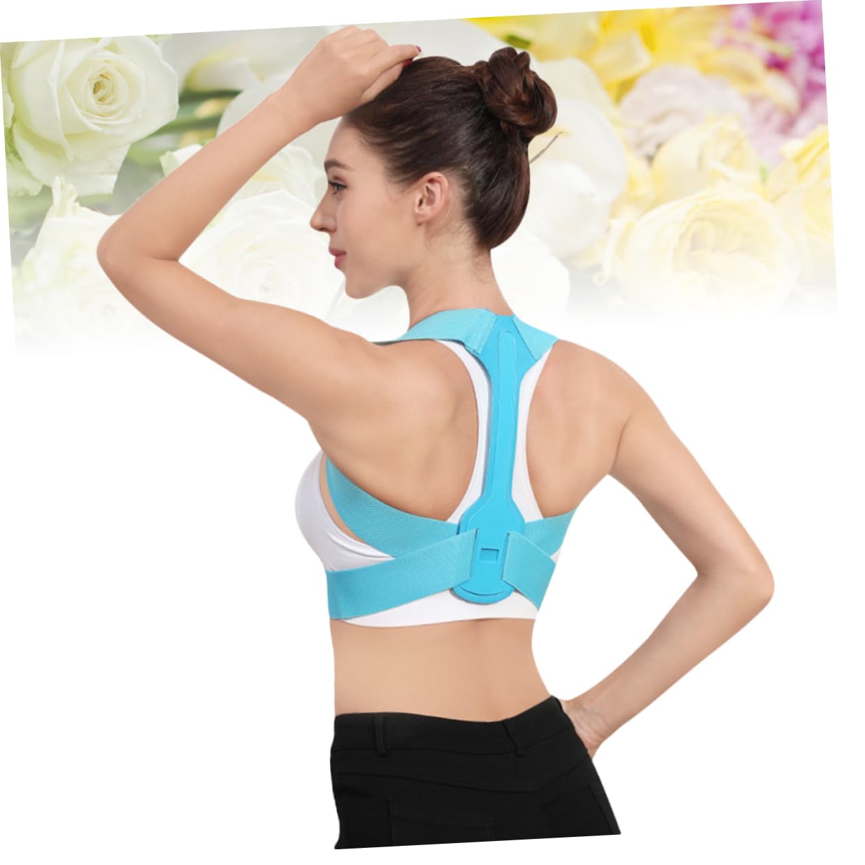 NOLITOY Adjustable Back Posture Corrector for Adults, Blue M | Spandex PP PE EVA Blend, Hunchback Support Belt, Female Fit, Single Piece