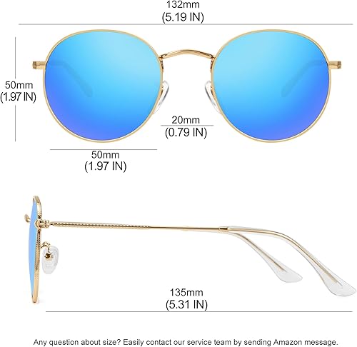 Miniatura 4 de MEETSUN Gafas de sol polarizadas redondas para mujeres y hombres, gafas de sol clásicas retro con marco de metal, protección UV