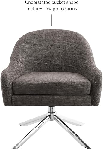 Miniatura 13 de Linon Shawnee - Silla giratoria para tapicería y base cromada, color gris oscuro