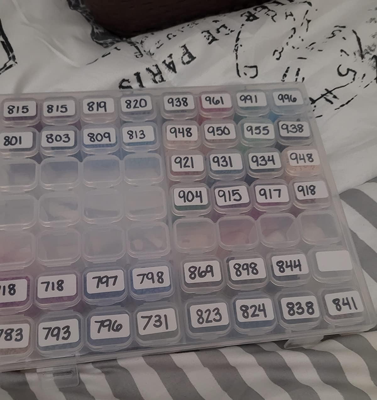 56 Grids Diamond Painting Boxes Organizer Plastic 5D Diamond Embroidery Storage Box with 160pcs Label Stickers for Sewing, Nail Diamonds, Diamond Painting Accessories