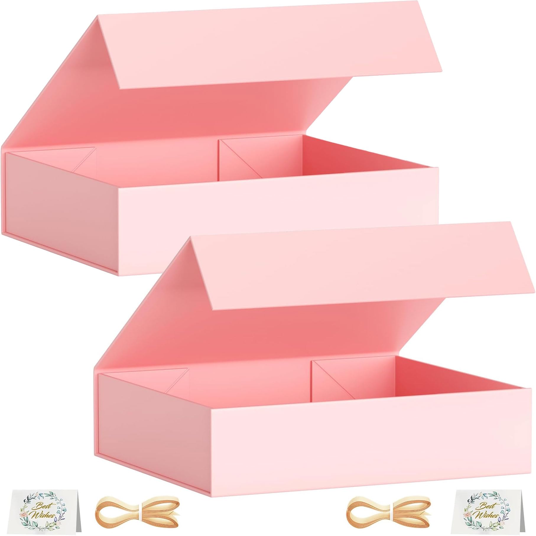 Pack of 2 Gift Boxes, 11.8 x 7.9 x 3 inches (30 x 20 x 7.6 cm) Gift Boxes with Lids, Magnetic Closure Rectangle Collapsible for Groomsman Proposal Box, Christmas, Halloween, Birthday Gift Packaging