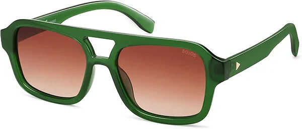 SOJOS Retro Aviator Sunglasses for Womens Mens Polarized Trendy Square Designer Inspired Shades 80s 90s Sun Glasses SJ2342