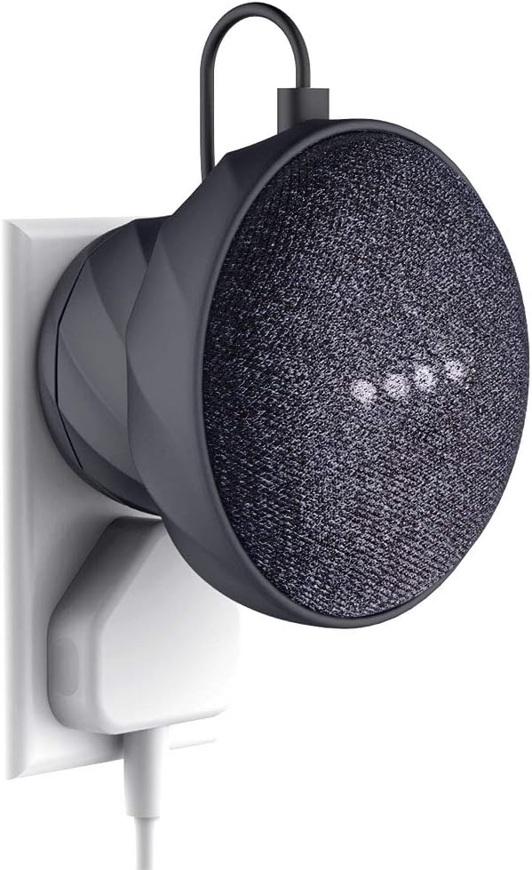 KIWI design Outlet Wall Mount Rubber Holder Compatible with Home Mini by Google (1st Gen), A Space-Saving Accessories Case for Home Mini Speaker(1 Pack, Black)