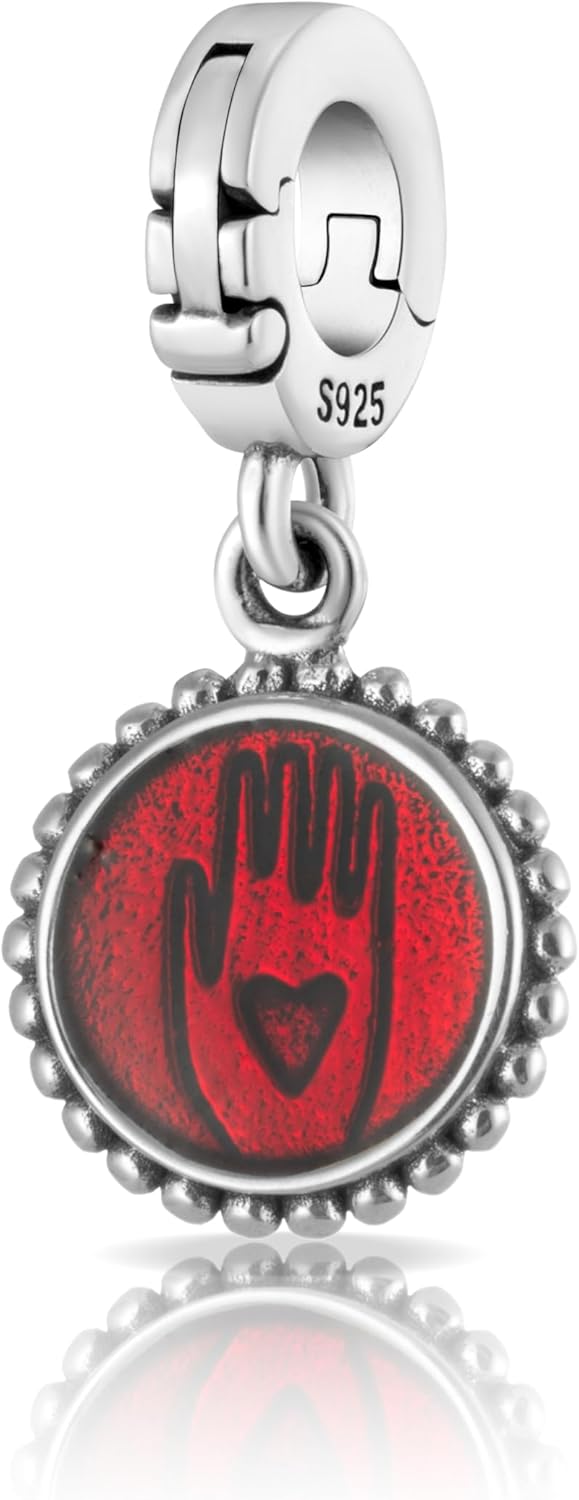 Cease-Fire Hand Gaza Multi Open Clasp Clip On Pendant 925 Sterling Silver Charm For Pandora & Other Charm Bracelets/Necklaces & More DIY