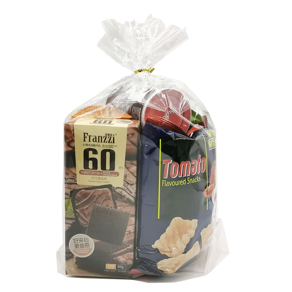 Keoferlo 100 CT Gusset Cellophane Bags 8 x 11 x 3.15 inch Clear Gift Plastic Baked Goodie Bags Treat Party Favor Cookie Wrap with Ties for Decorate