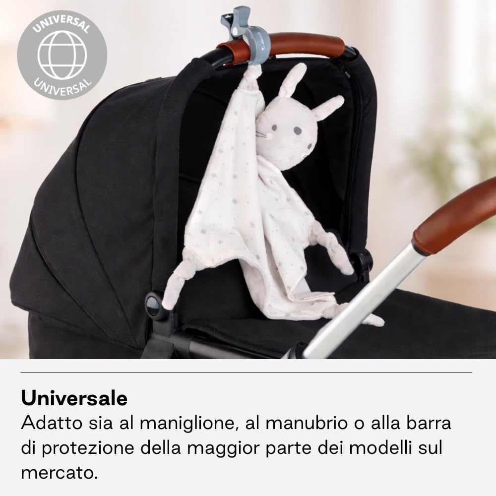 Jané Clip Passeggino Set 6 Pezzi, Pinze Universali Apertura 5,5 cm, Presa Forte per Mussole, Coperte e Giochi