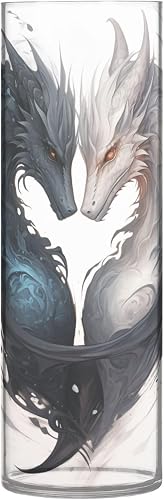 senya Ink Black-White Dragons Flower Vase for Centerpieces Home Desk Decoration Small Plastic Vases for Flowers