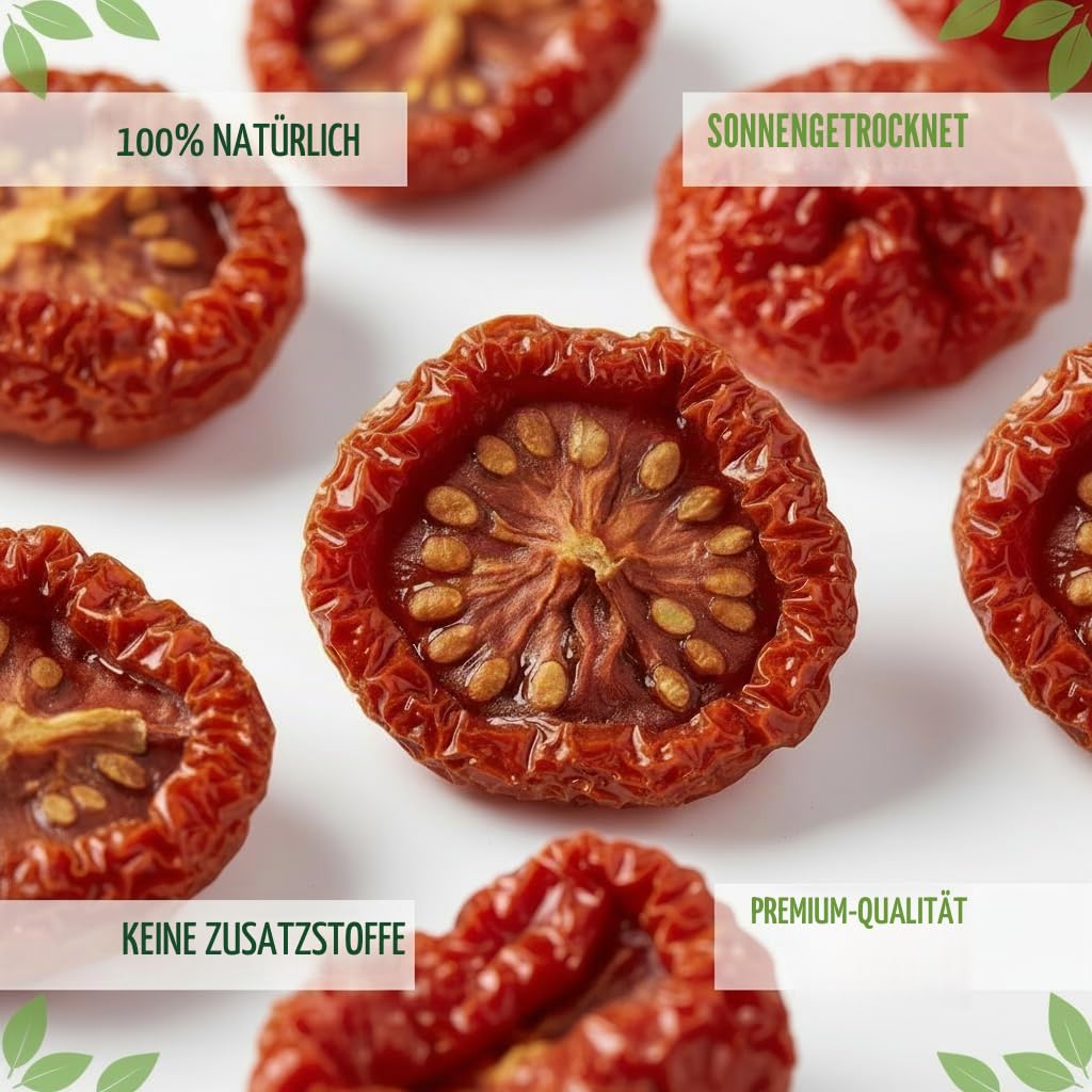Harvessa Getrocknete Cherry Tomaten 8x200g (1,6kg) – Sonnengetrocknet aus Tunesien – Vorteilspack für Gastronomie & Kenner – Premium Qualität, Vegan & Glutenfrei