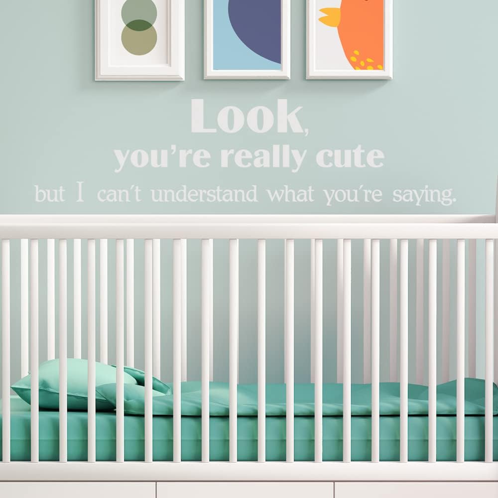 Look You're Really Cute Nursery Quotes Wall Sticker Love Quotes Vinyl Wall Decal for Girls Teens(9x34 Black)
