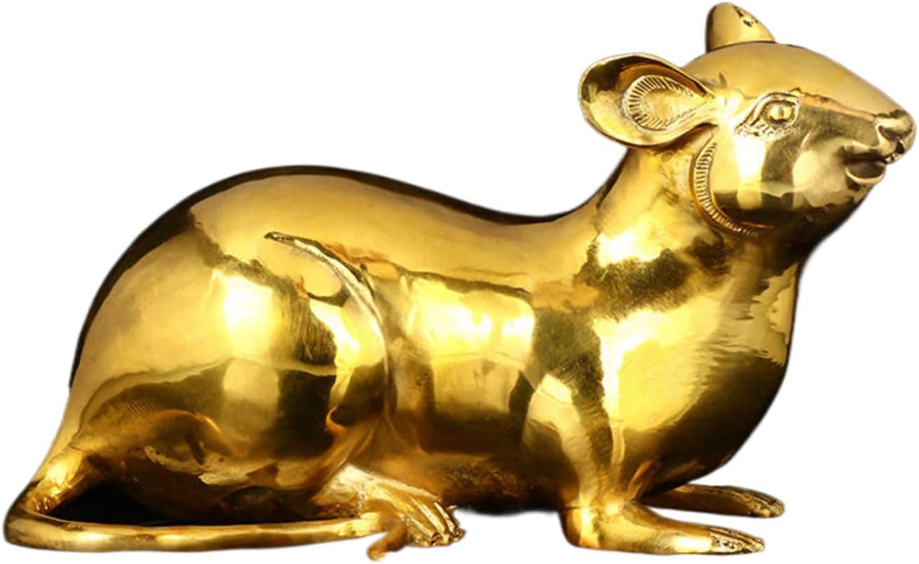 纯铜鼠摆件 Feng Shui Figurine Home Office Decor Chinese Gifts 招财 Brass Chinese Zodiac Feng Shui Figurine Deco, 十二生肖老鼠可爱客厅办公室桌装饰品吉祥物 9648