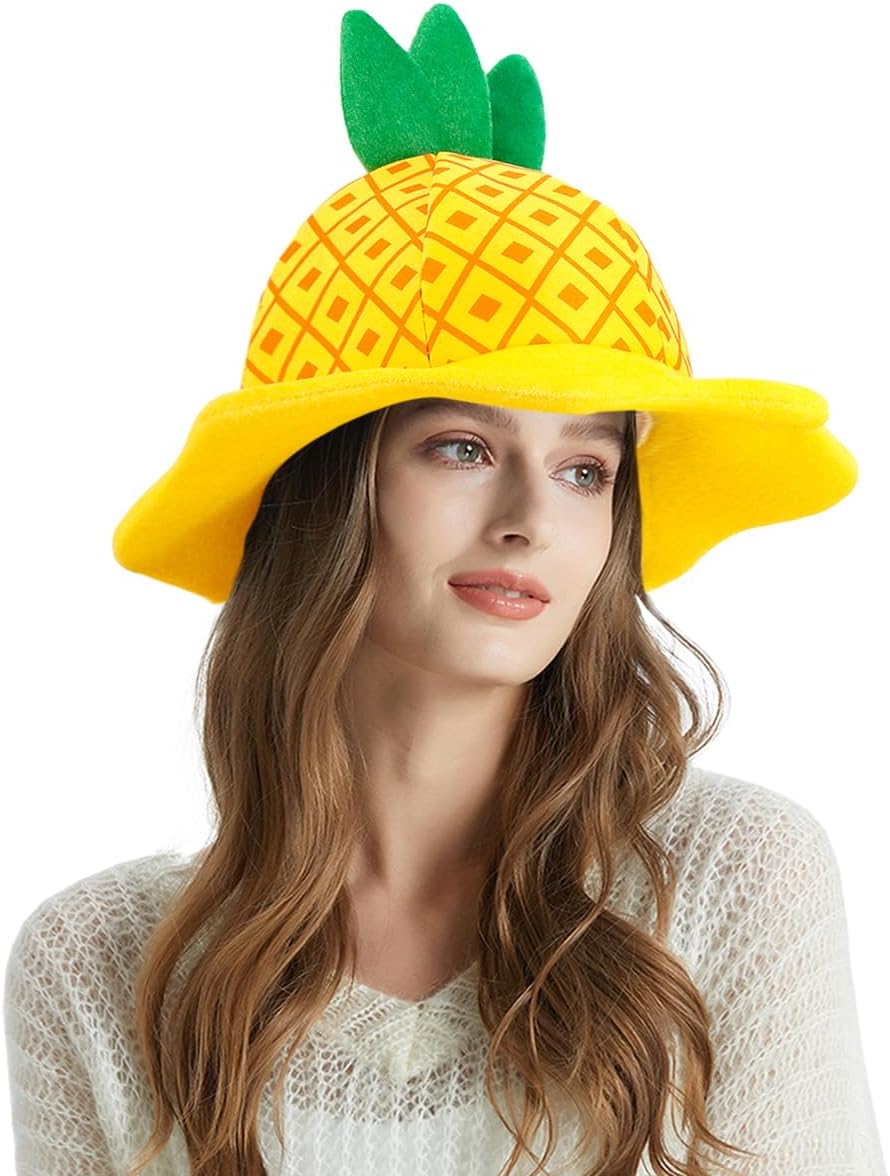 Surkat Pineapple Cap Tropical Pineapple Hat Funny Plush Hat Party Cap Fruit Headwear Photo Prop for Hawaiian Party Supplies image 2