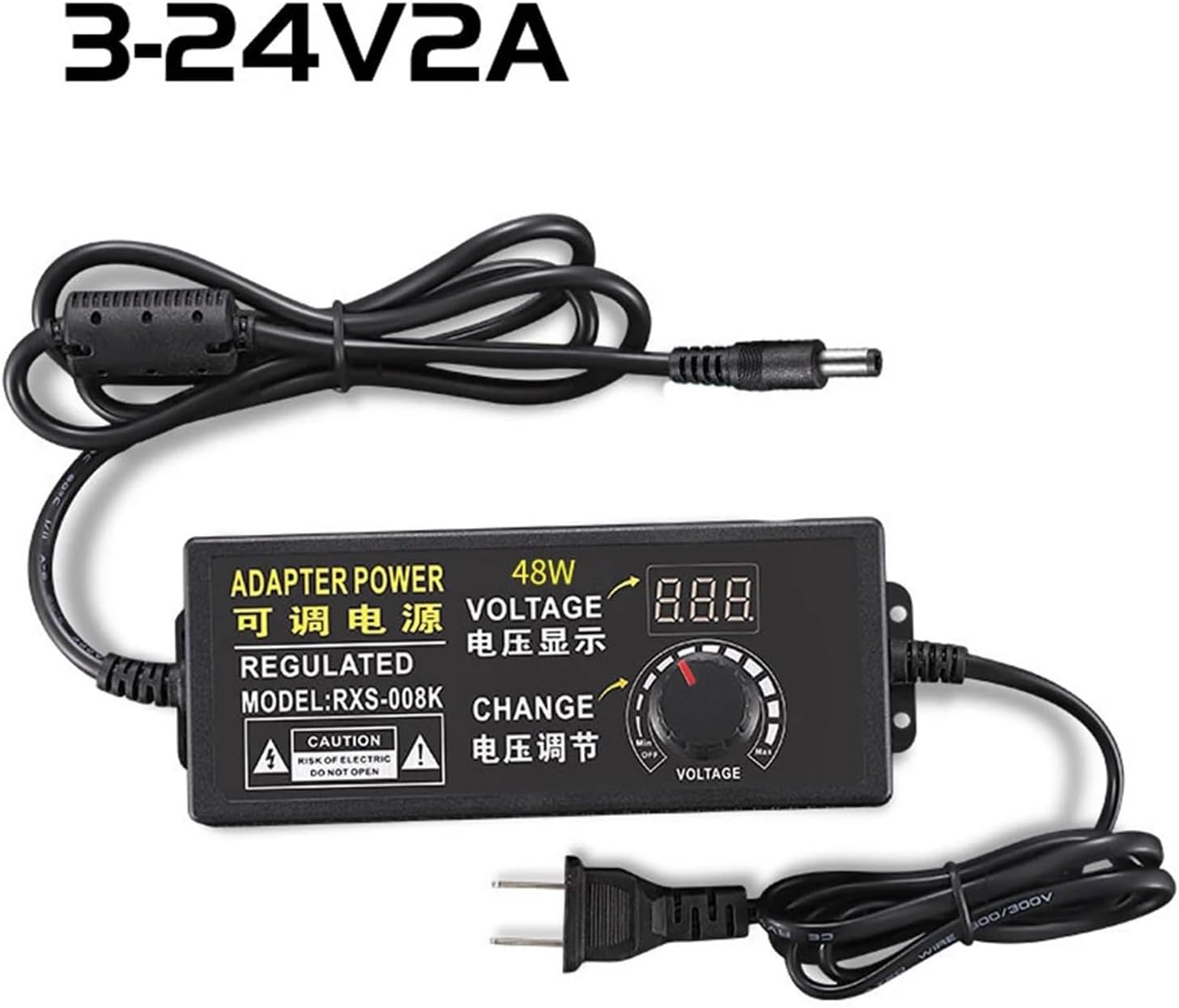 Adjustable Voltage LED Power Adapter AC100V - 240V to DC3-24V 2A 3A 5A 10A Lighting Transformer Suitable for LED Light Strips(9-24V 3A)