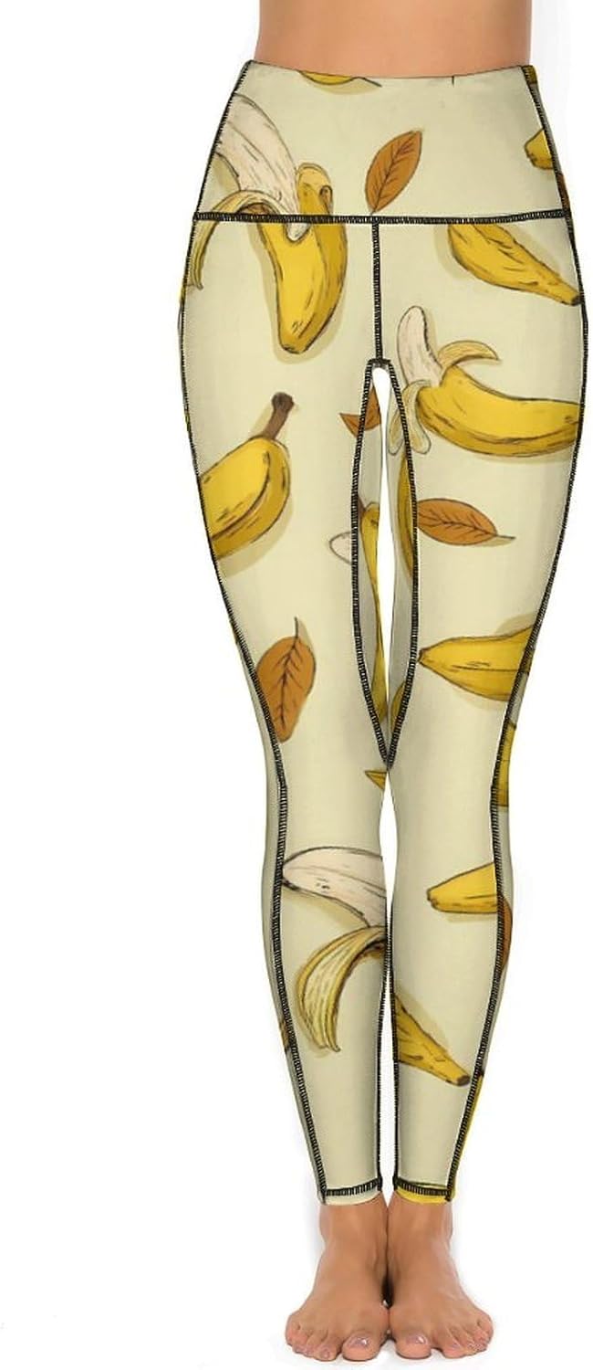 Funny Banana Printed Yoga Leggings High Waisted Soft Stretchy Workout Pants for Women XX-Large (xx_l)