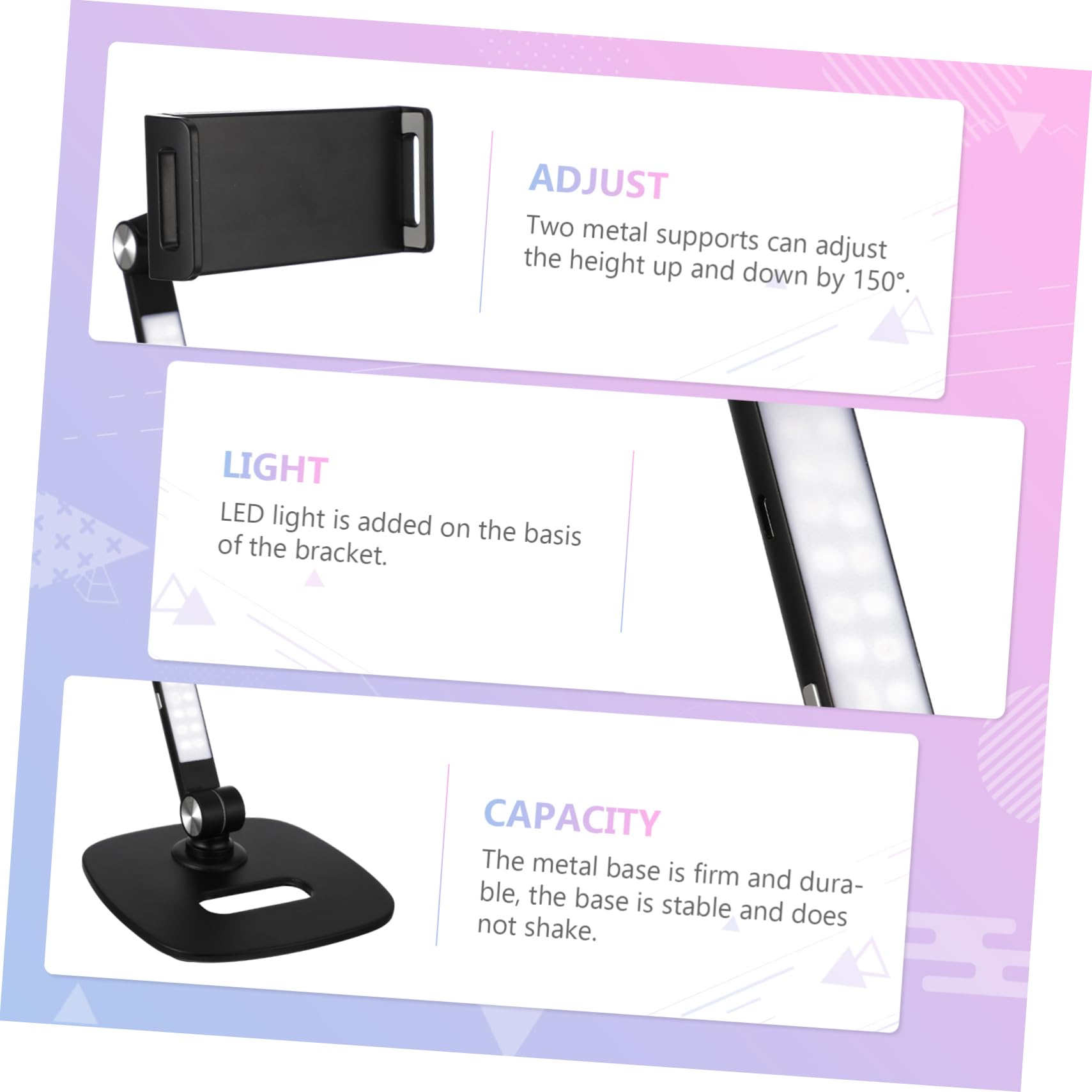 HOMSFOU Supporto per Tablet e Telefono Regolabile Resistente per Uso da Tavolo Casa Ufficio Guardare Video Film Webcast