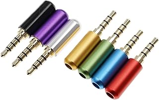 5 conectores de 3,5 mm, 3/4 polos, conector macho for auriculares, cable de reparación for soldar, adaptador de conector de 3,5 mm for bricolaje.(4 Sections,Red)
