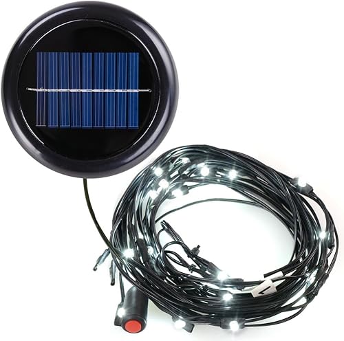 ZeHuoGe Cadena de luces solares de 9 pies con 30 luces LED para patio al aire libre cuadradas de 6 varillas para sombrillas de madera alimentadas